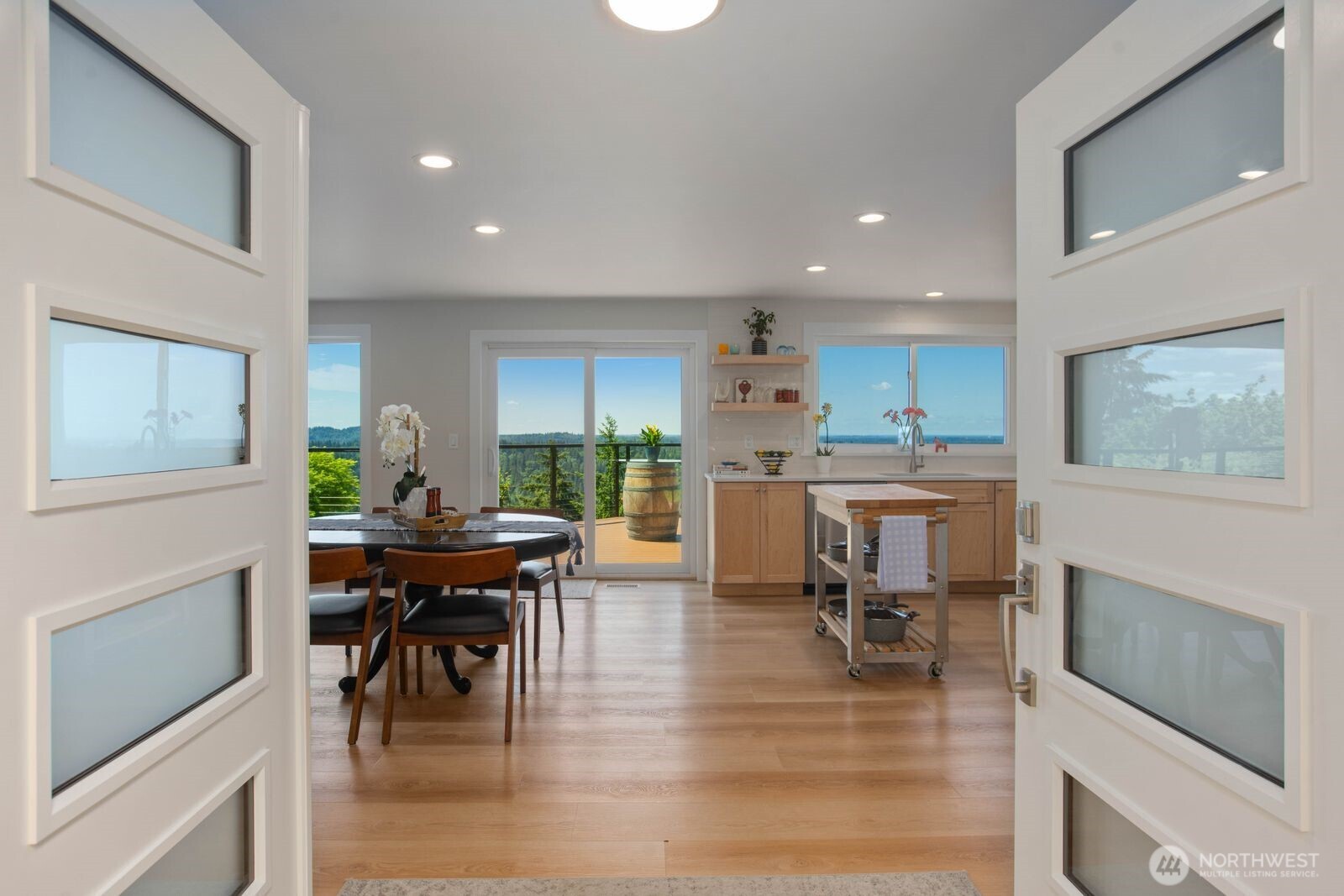 French Doors Open to your Open Floor Plan Living Room, Dining, Kitchen