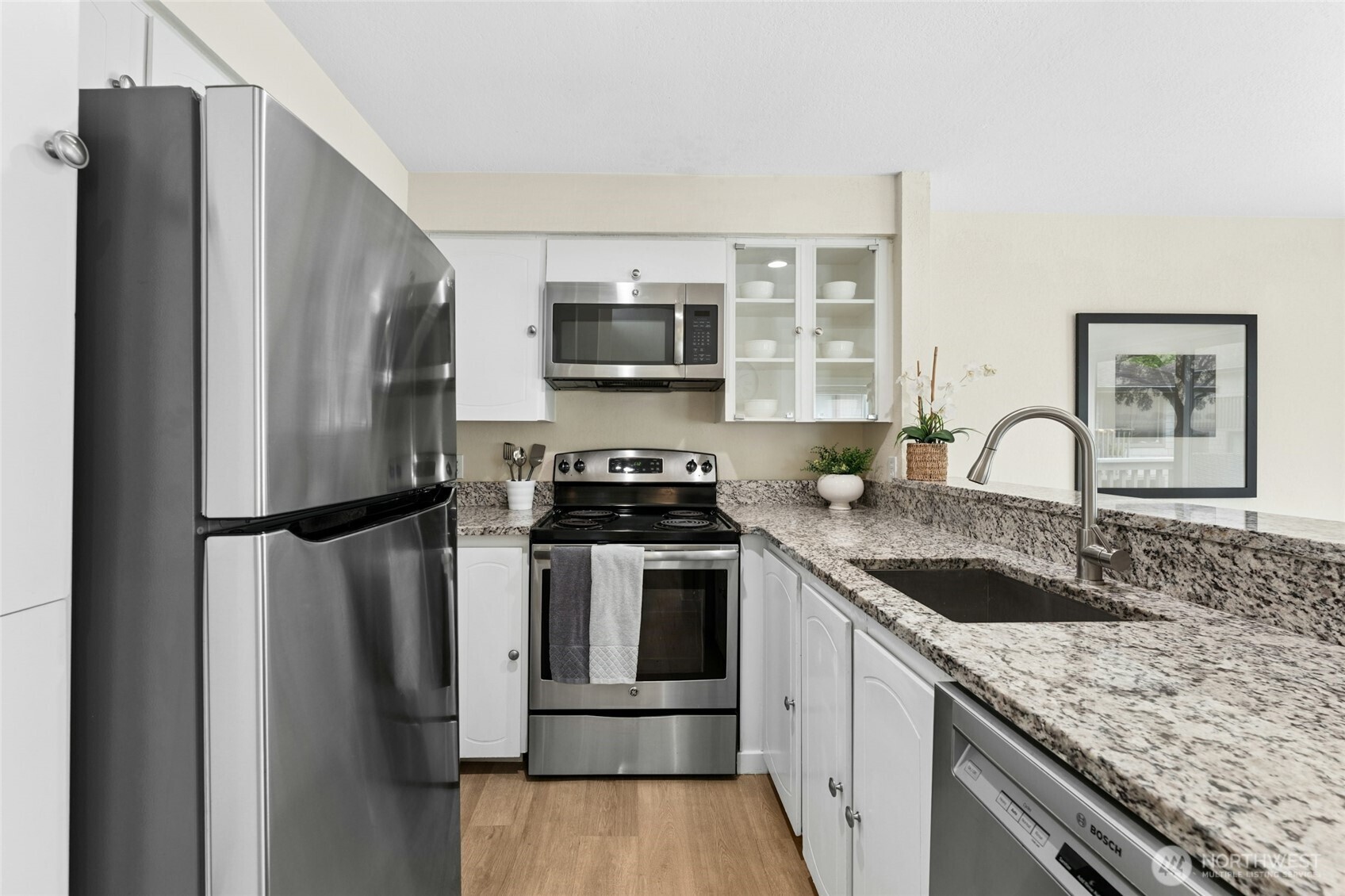 Kitchen with stainless steel appliances