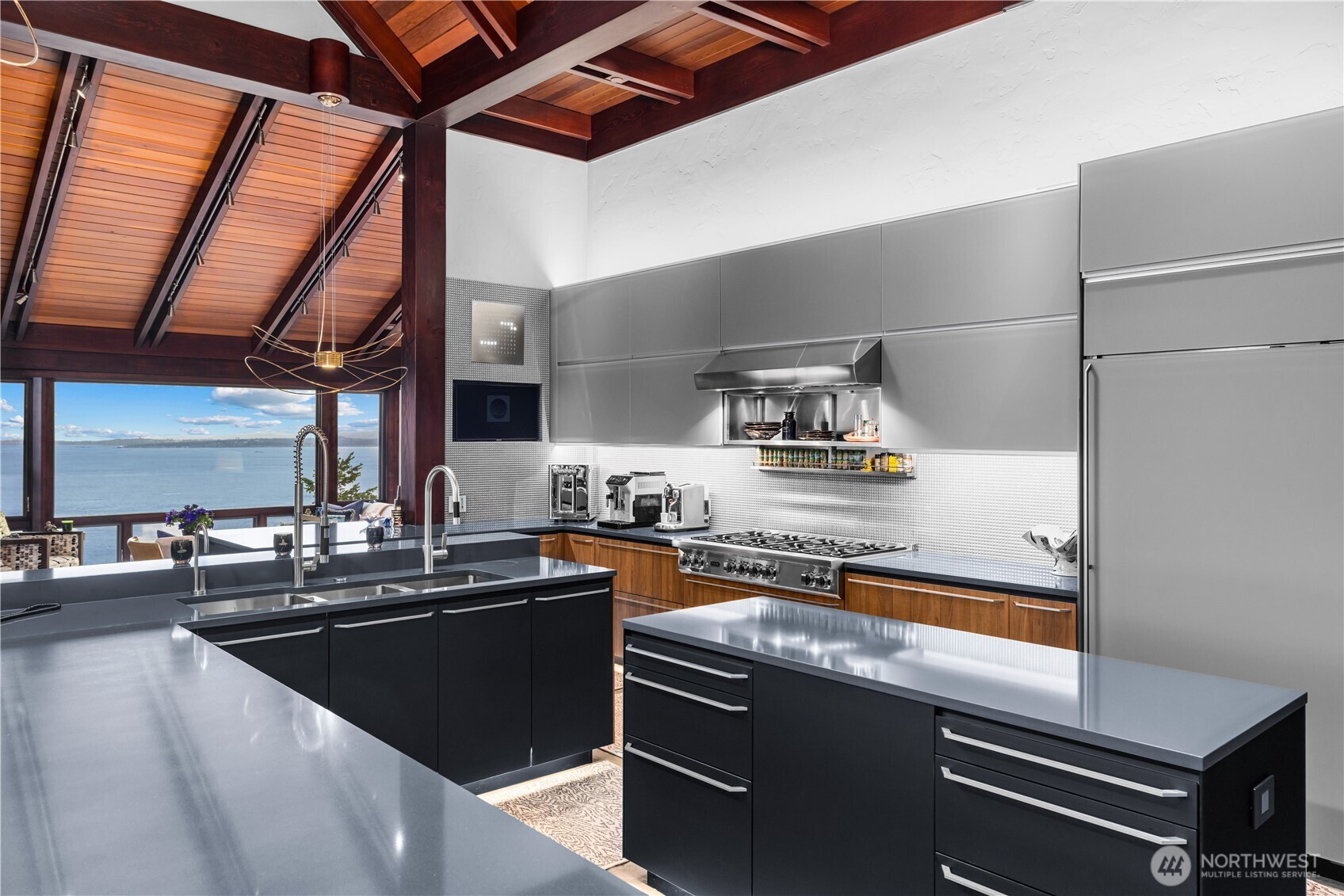 A recently modernized kitchen with views.