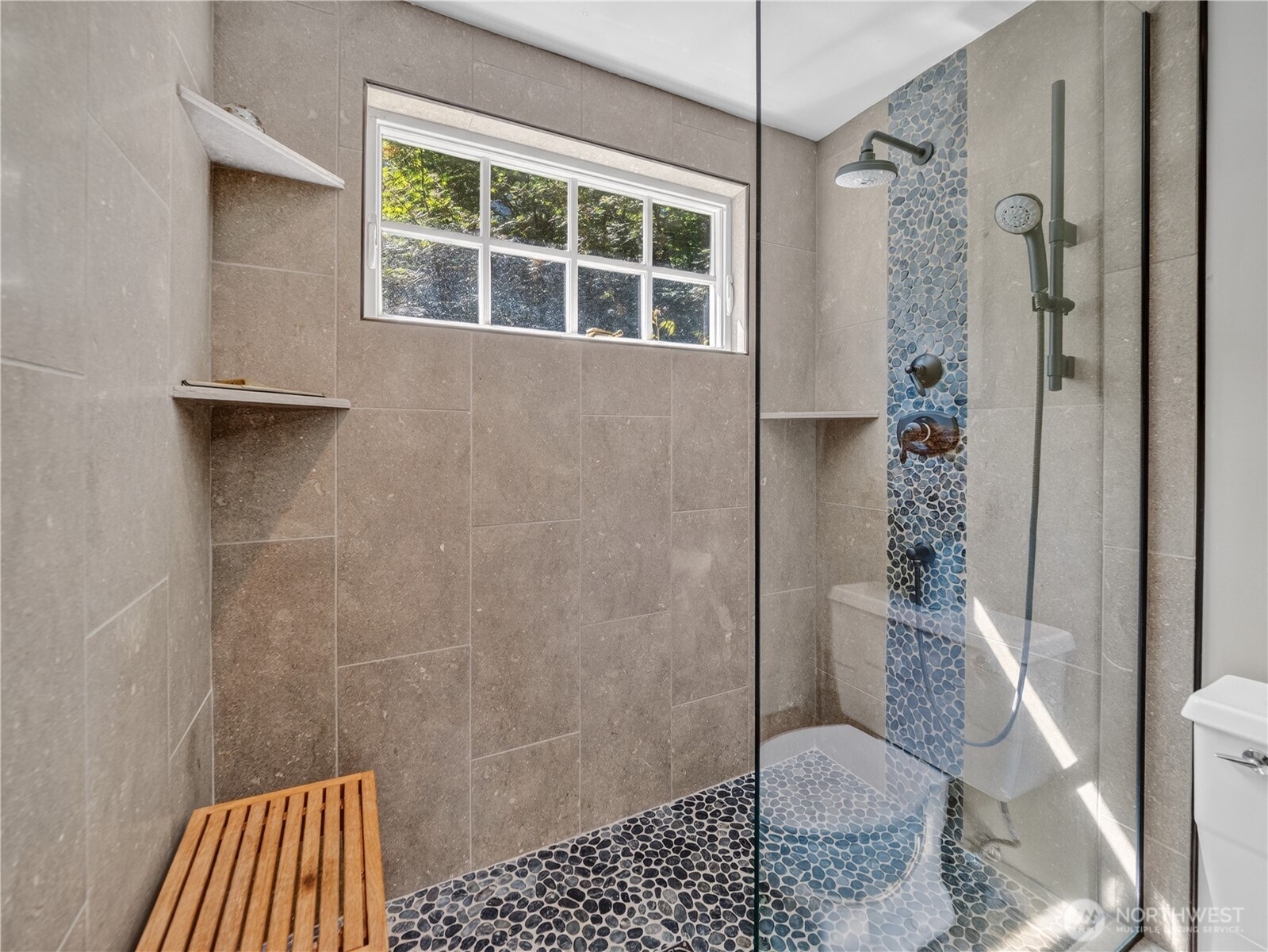 Custom tile shower in the guest bathroom.
