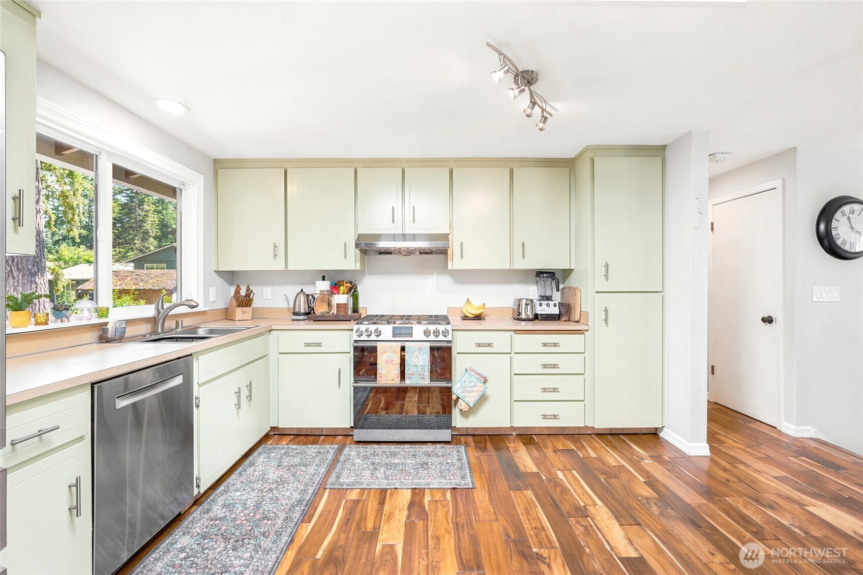 Plenty of counter space and room for an island.