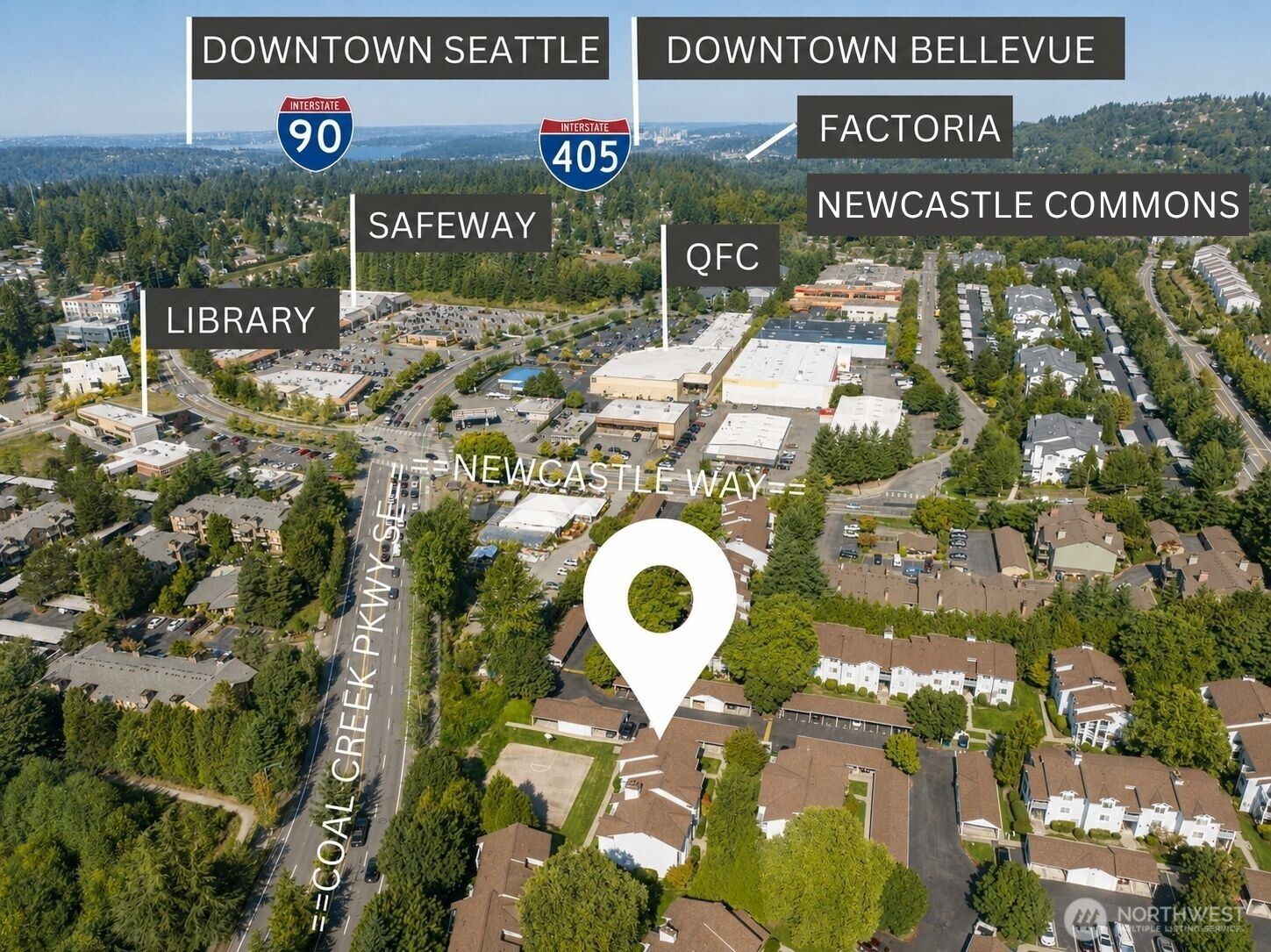 Enjoy the convenience of being across the street from QFC, Safeway, the library, and Metro bus lines.