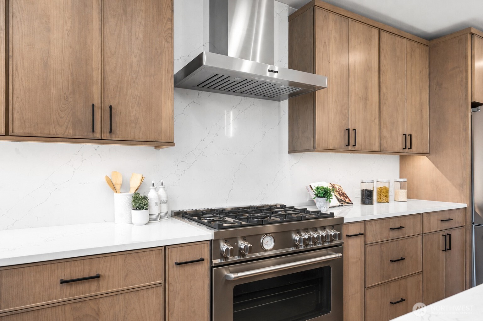 Gas range and stainless steel appliances
