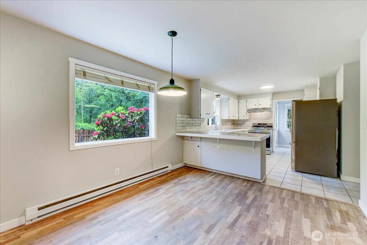 Windows flood the rooms with natural light