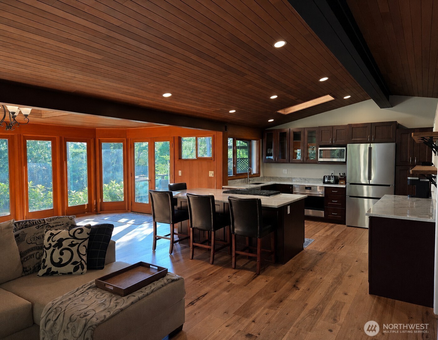 Master bedroom suite with sliding door to deck