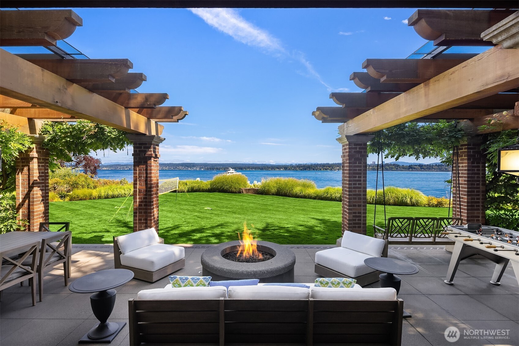 Enjoy lawn games outside or take a relaxing break at the gazebo. Savor quiet moments outside by the fire pit.