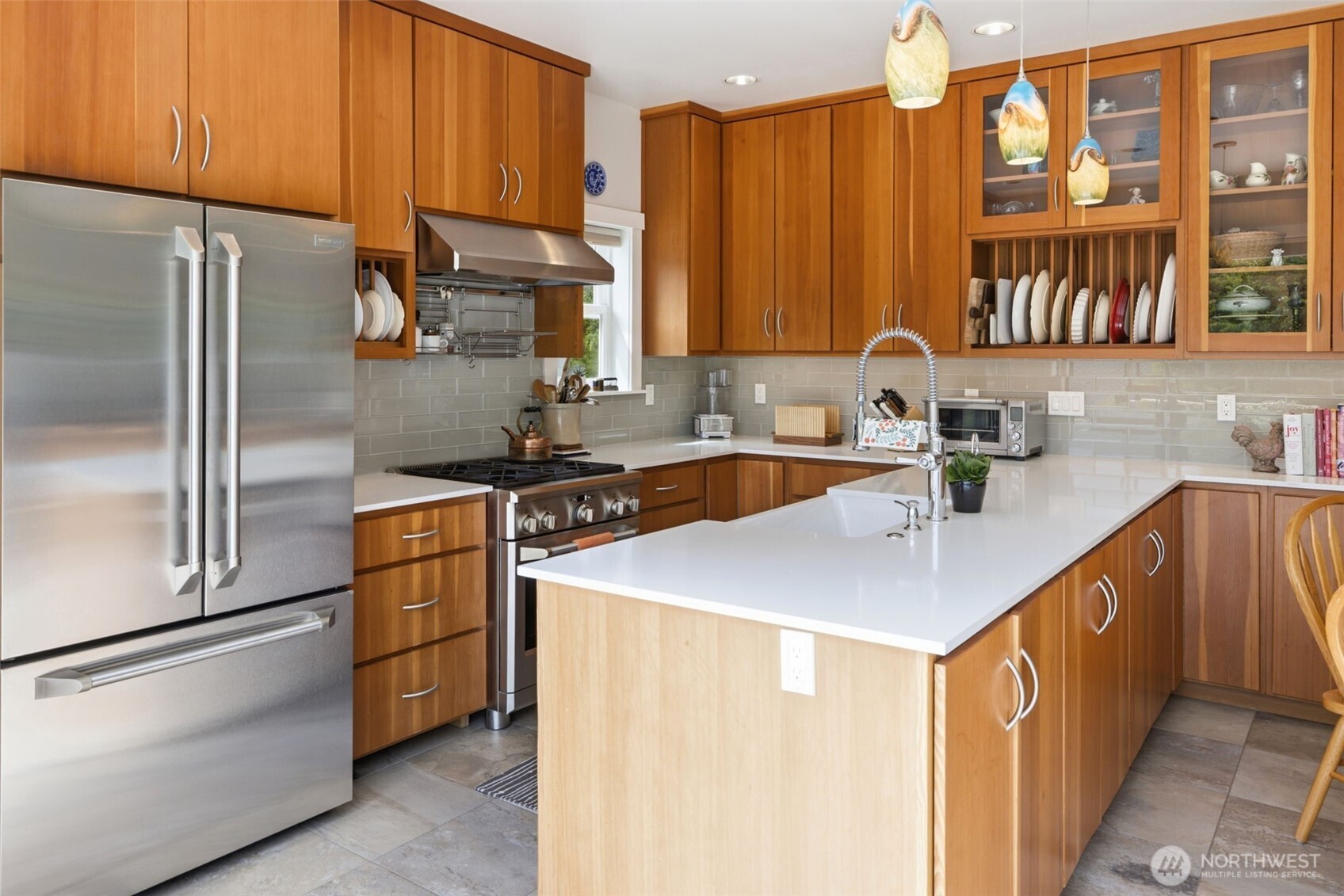 Custom cabinetry in a well appointed kitchen