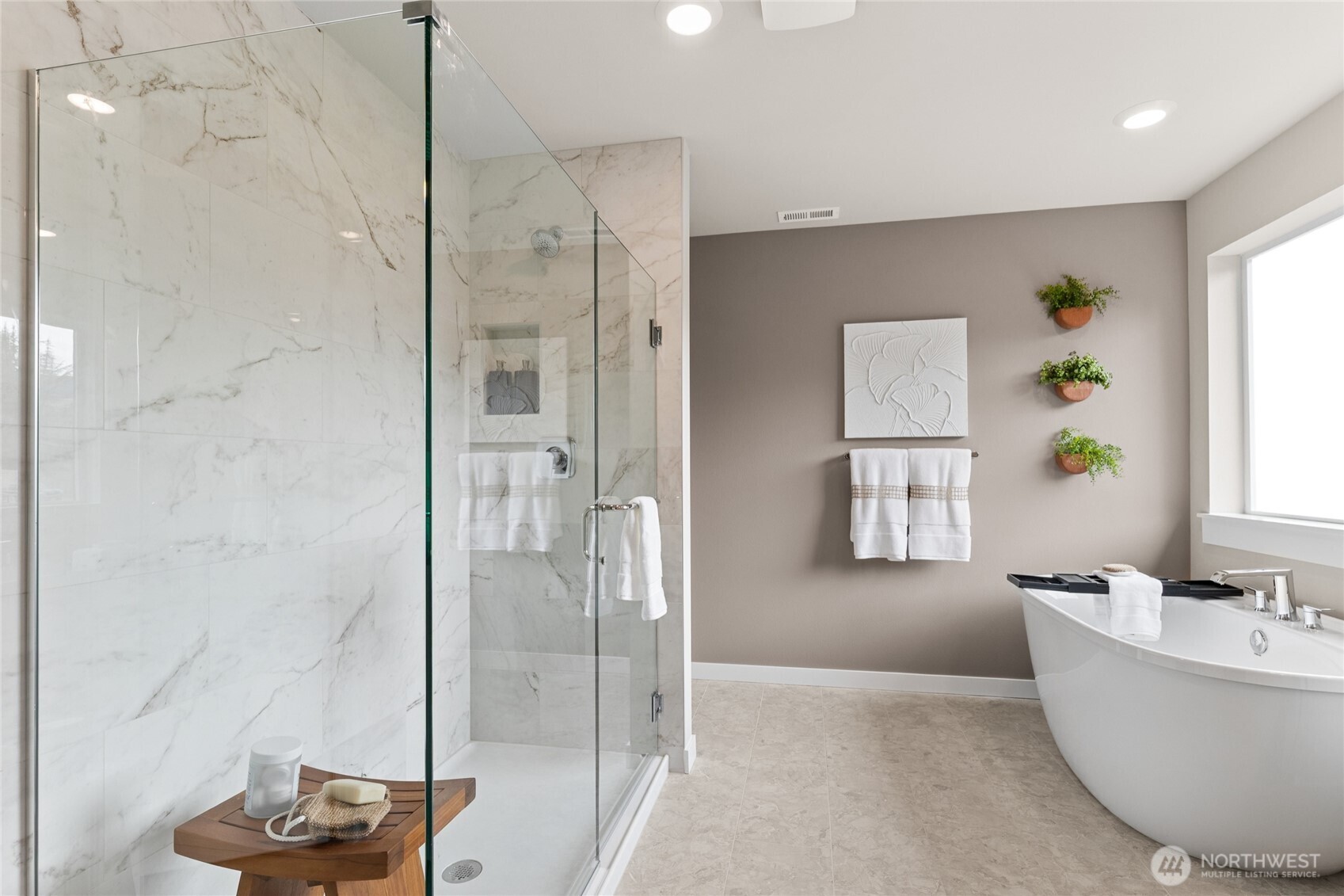 Large tiled walk in shower standard in all homes