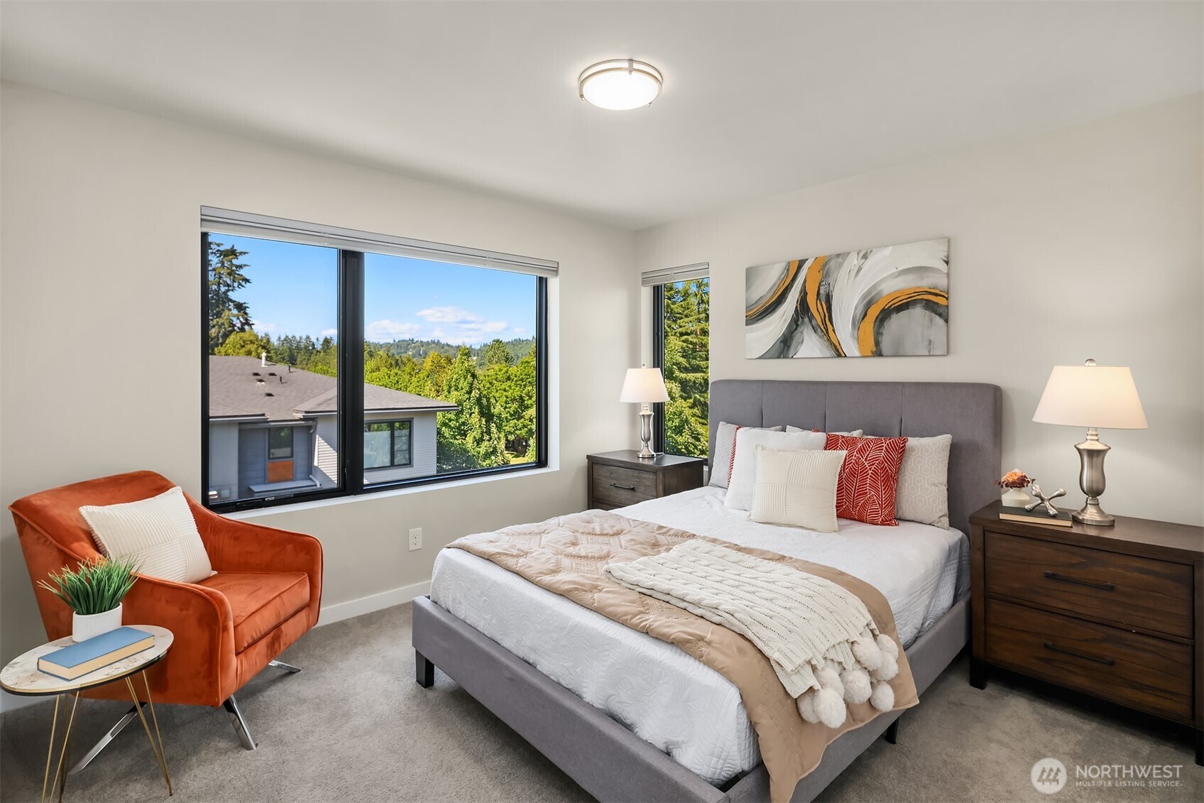 The largest of the three secondary bedrooms on the upper floor. Black out blinds included