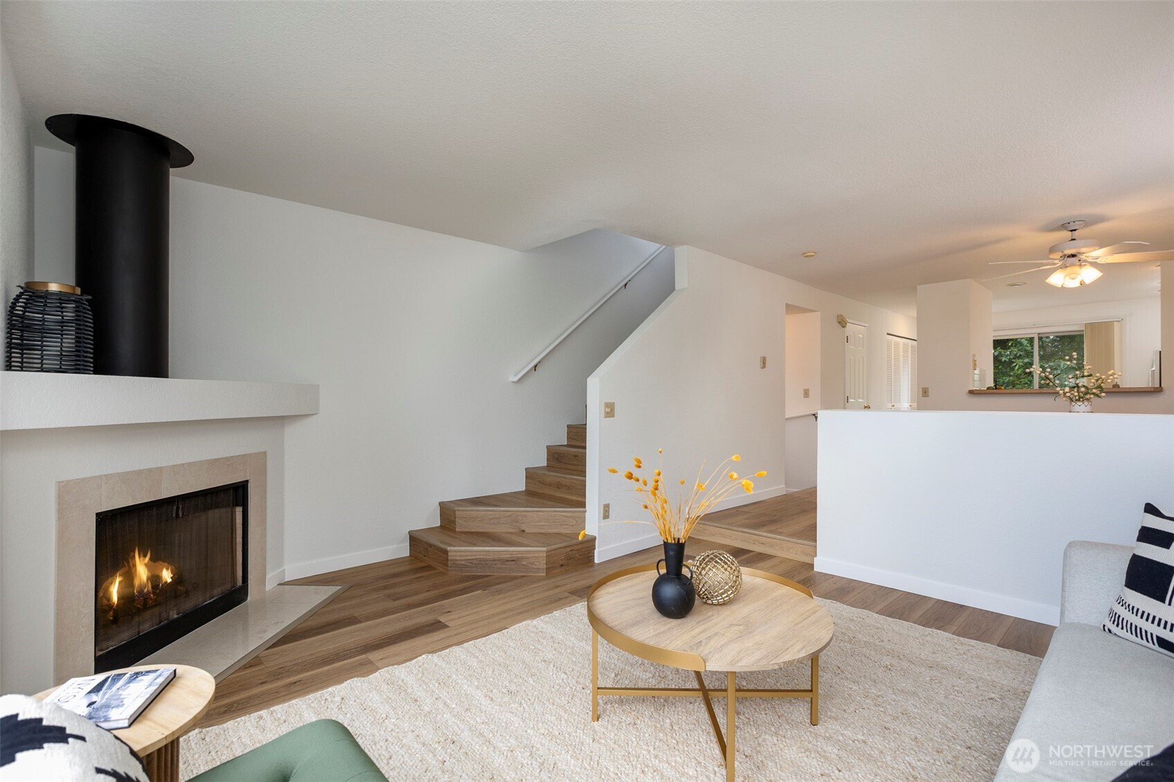 Living room with fireplace