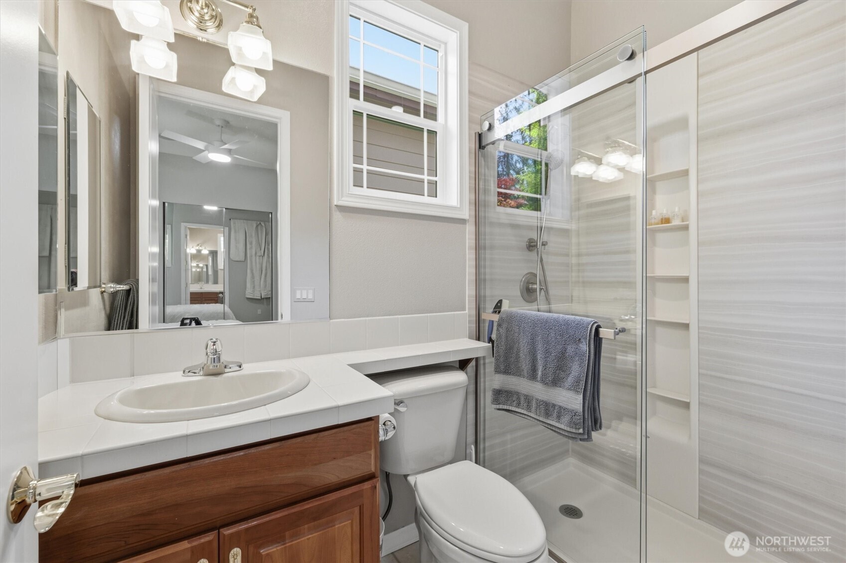 This is the private 3/4 bath off the main-floor bedroom.