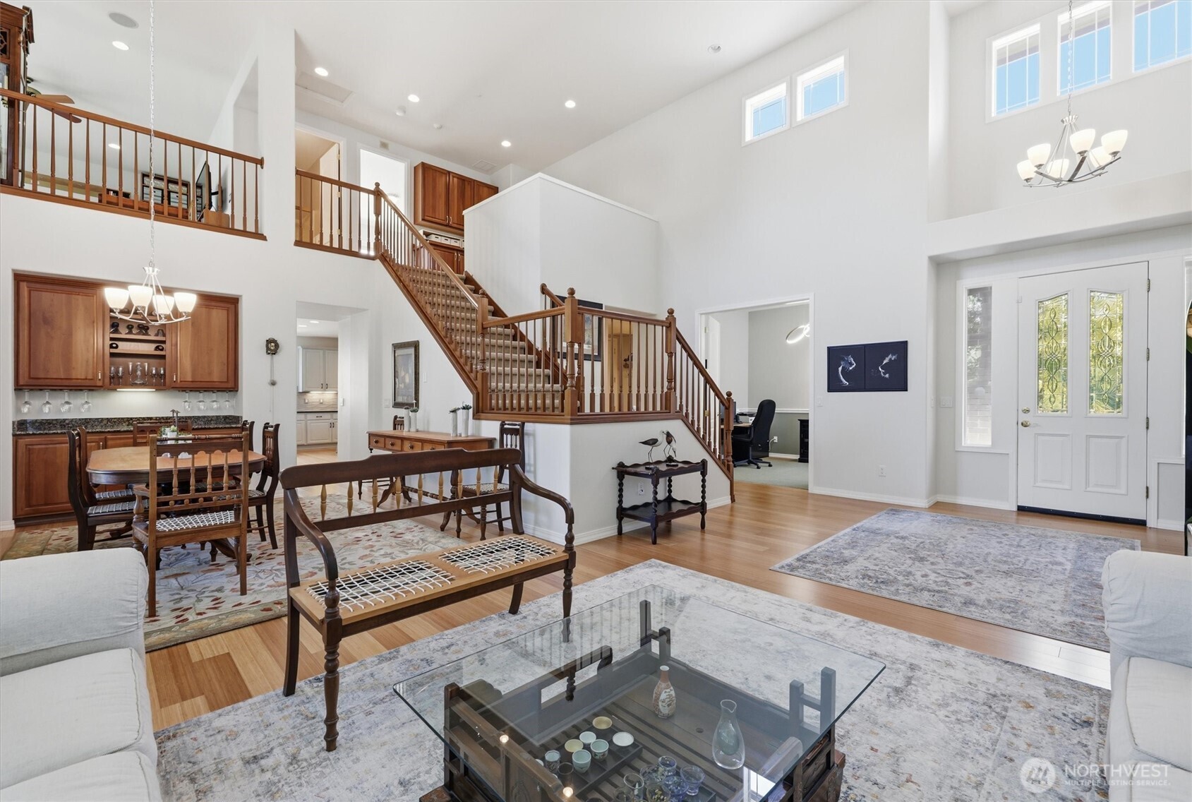A look back at the front door and the beautiful staircase.