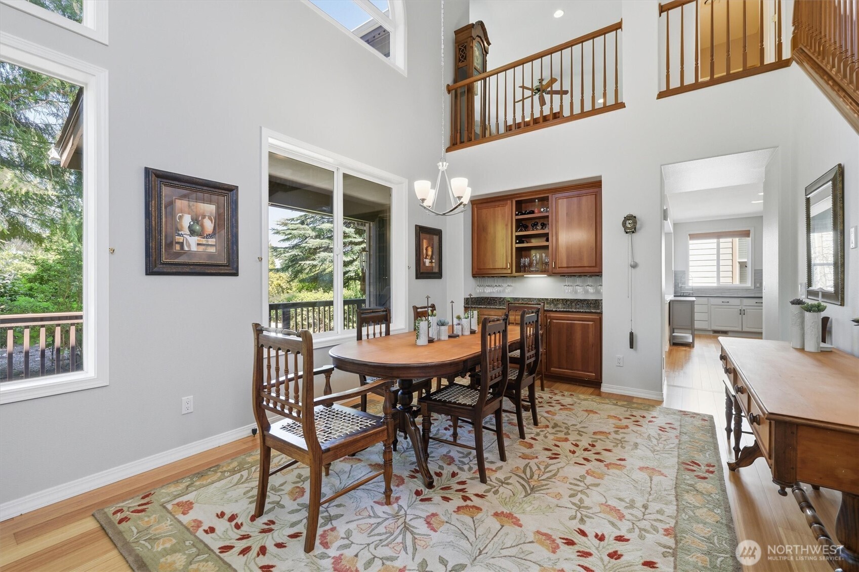 Formal dining room with bar.
