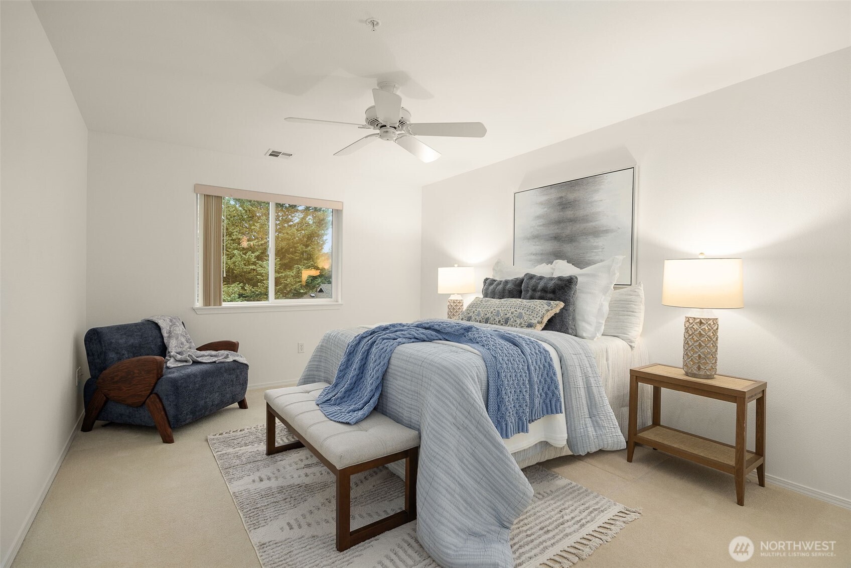 Large primary suite with walk in closet