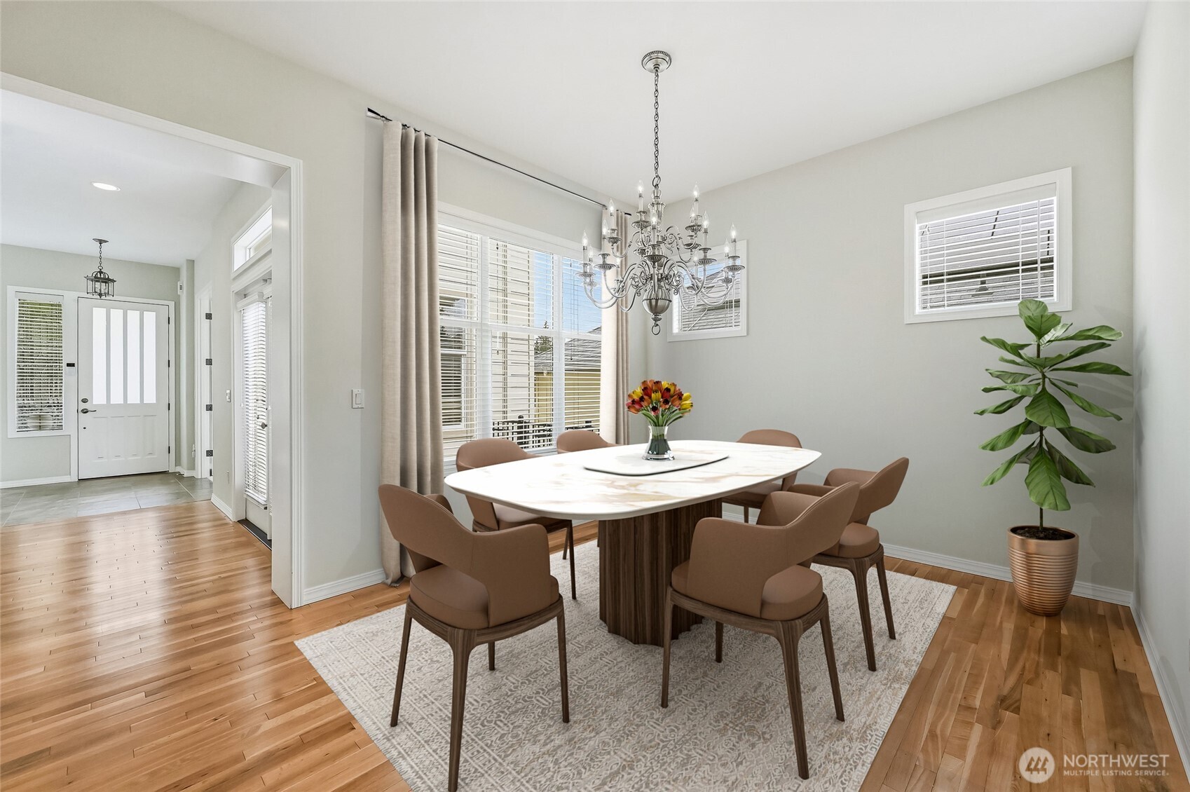 Dining room, virtually staged.