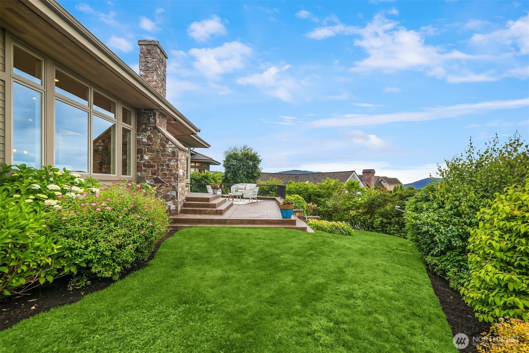 Private and serene backyard.