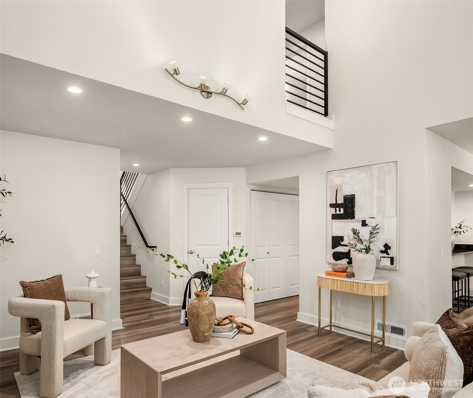 Open layout w/ overlook to upper level.