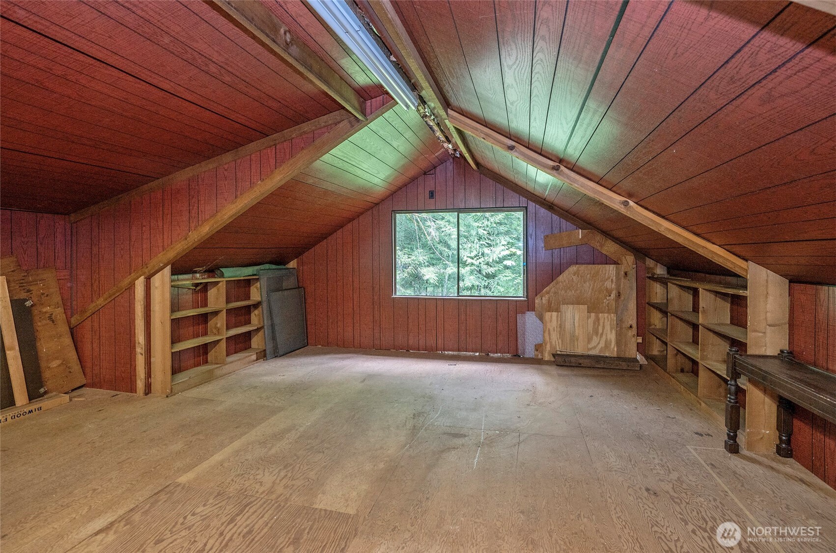 Alternate view of the partially finished attic space.