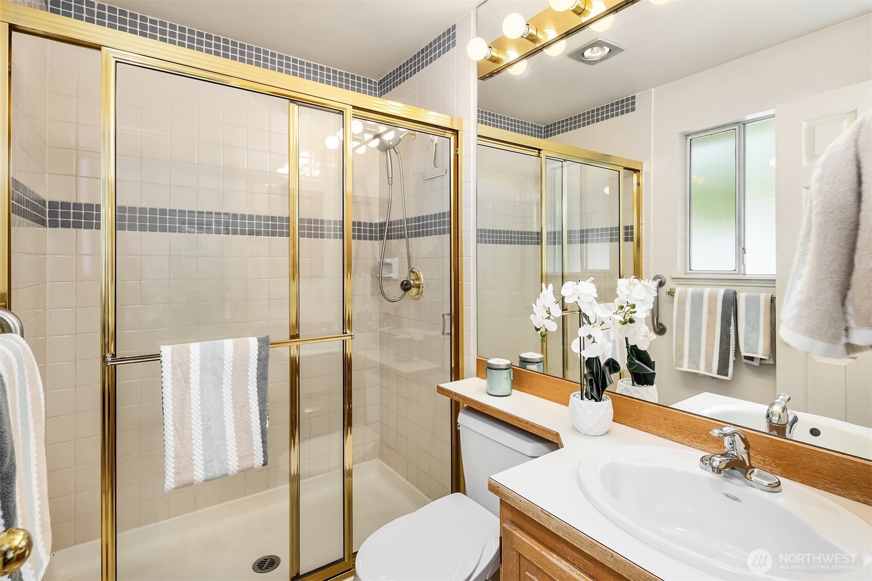 Primary bath has walk-in shower.