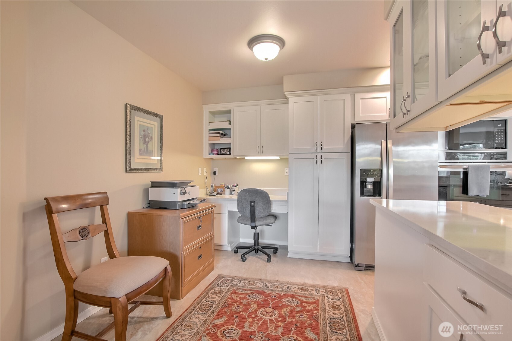 Kitchen eating space with pantry