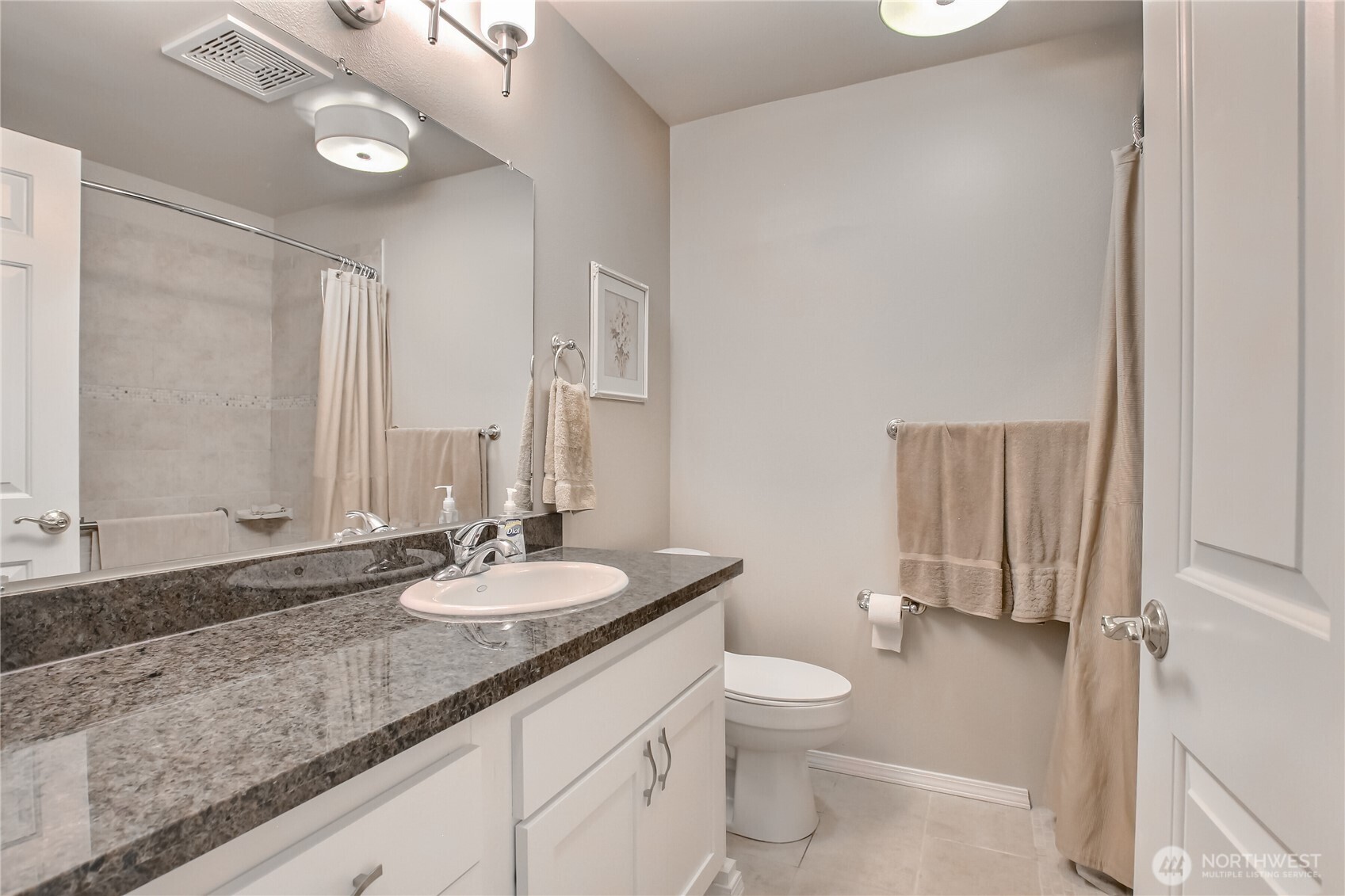 updated hall bath with easy step shower