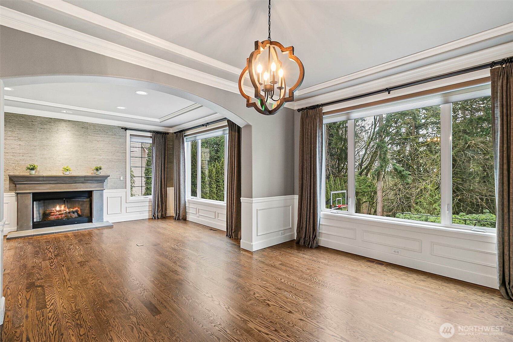 Custom hickory cabinets warm the kitchen.