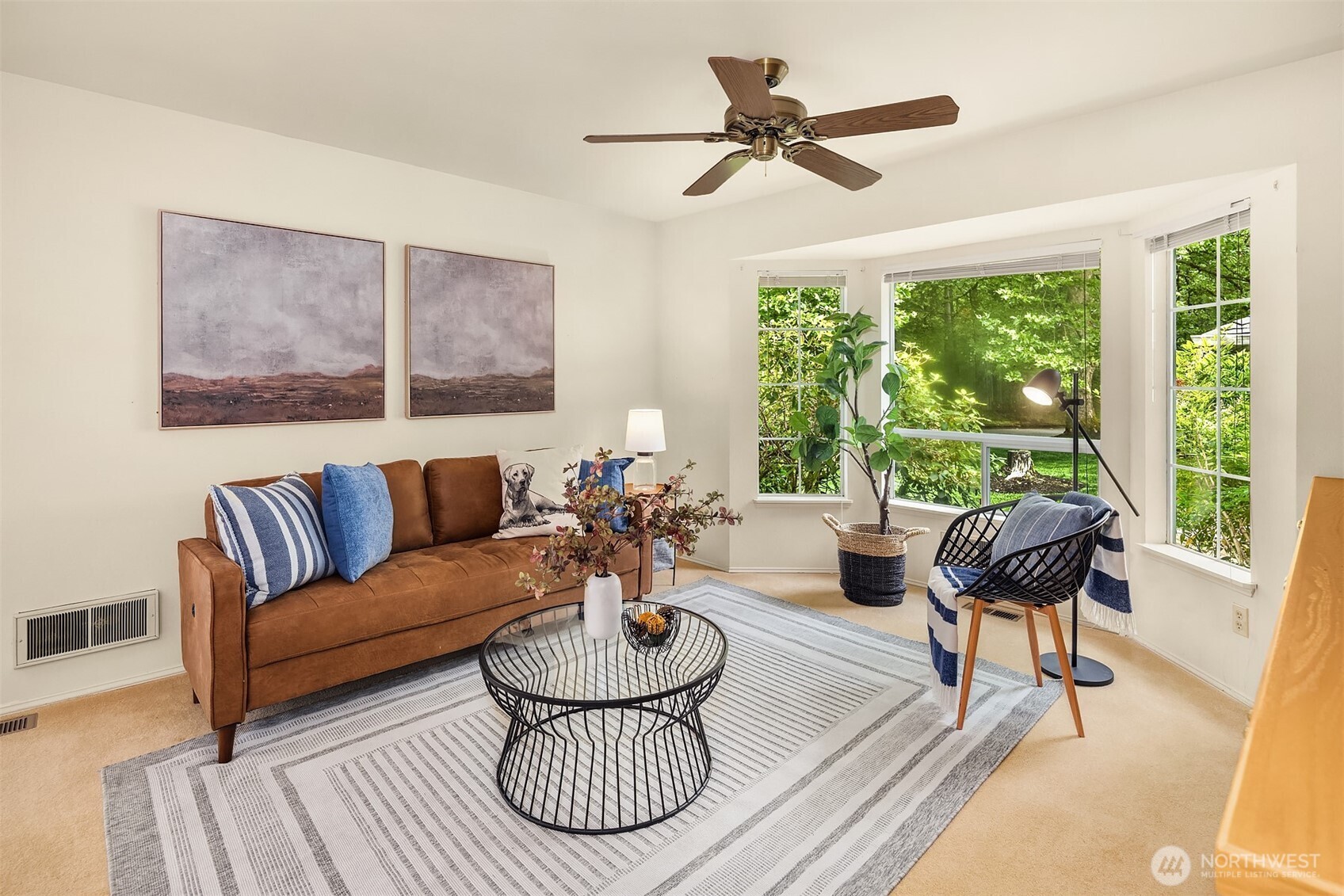 Family room also overlooks courtyard.