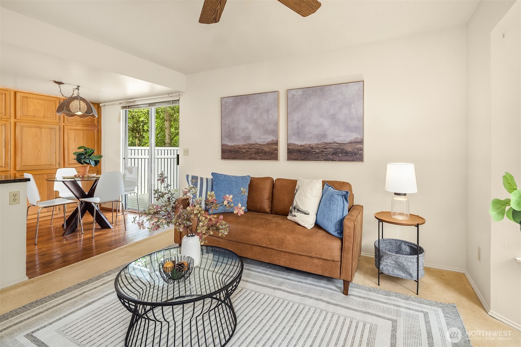Open flow between kitchen and family room creates a nice combined space.