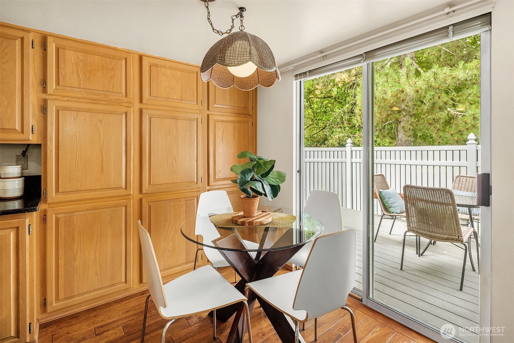 Breakfast area opens to spacious deck.