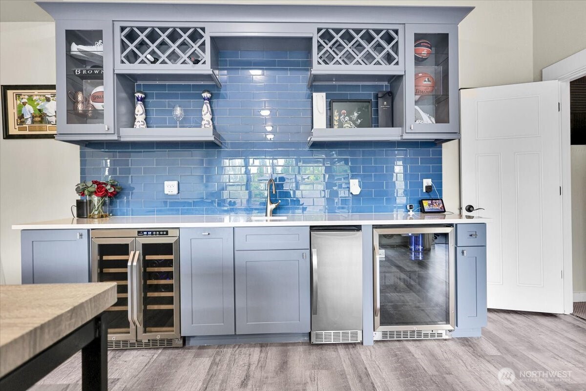 Full Wet Bar with mini Fridge, Wine Cooler