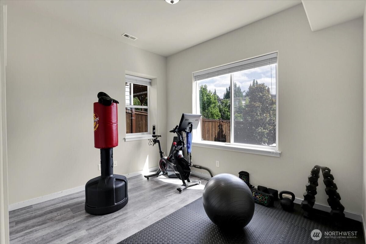 6thn Bedroom on lower level used as a Workout Space