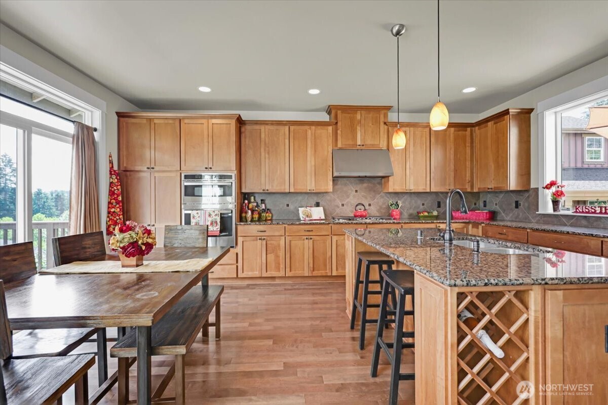 Kitchen has Built in Wine Racks and ample Storage