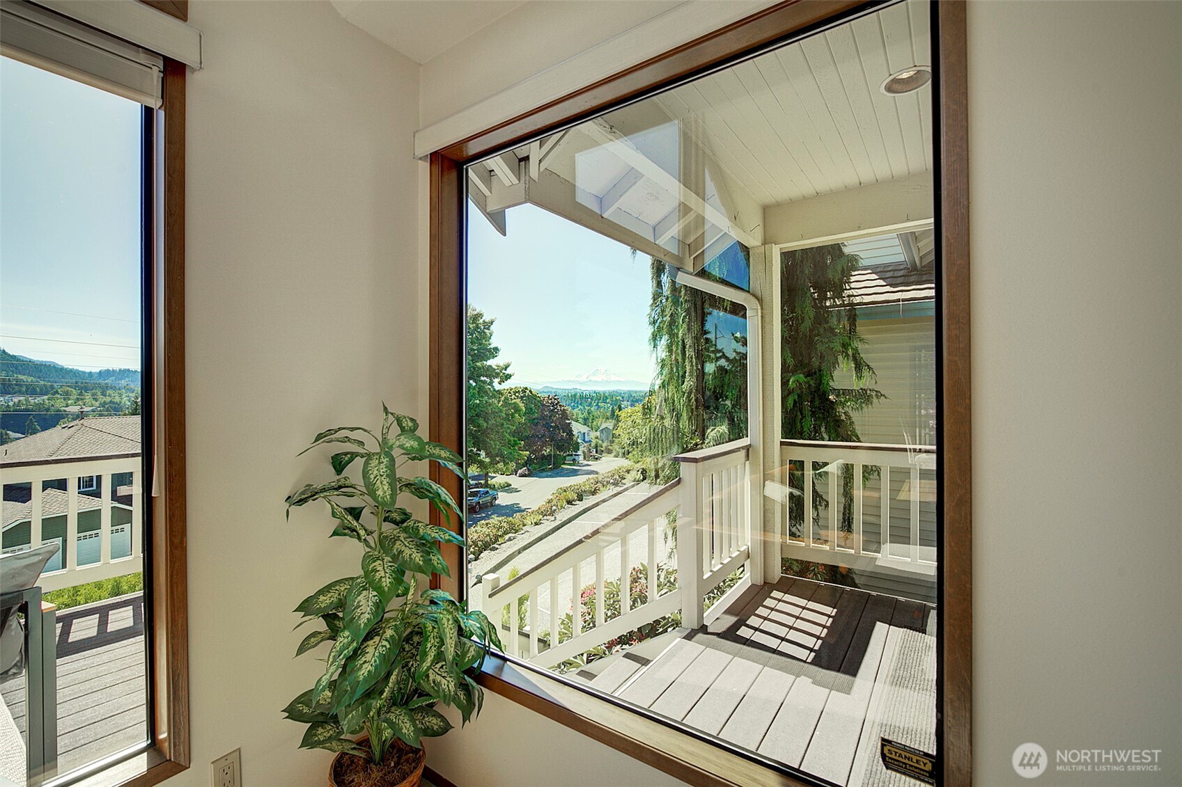 Family room window frames Mt. Rainier.