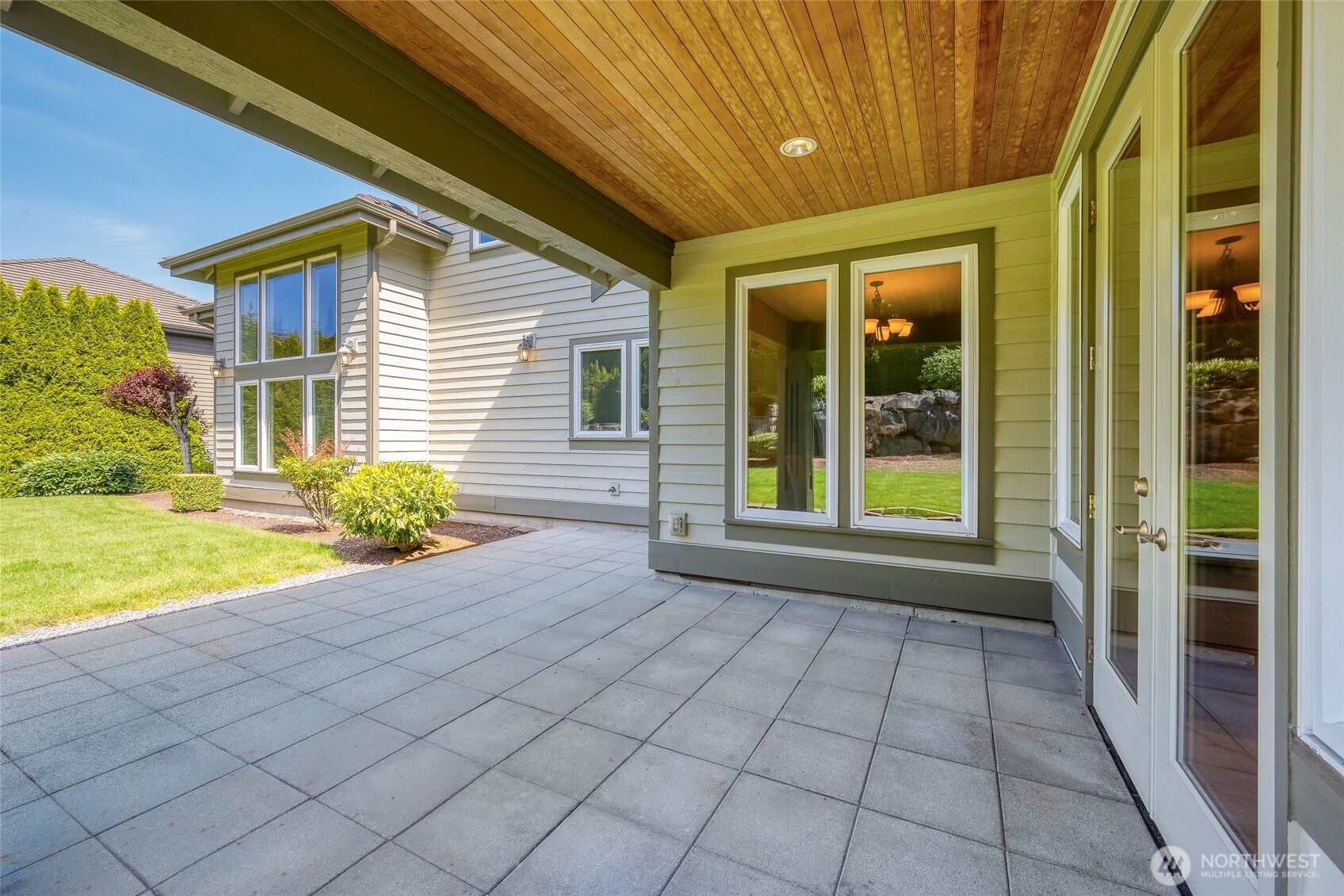 Covered patio off family room. Great for year-round use.  Plumbed for gas.
