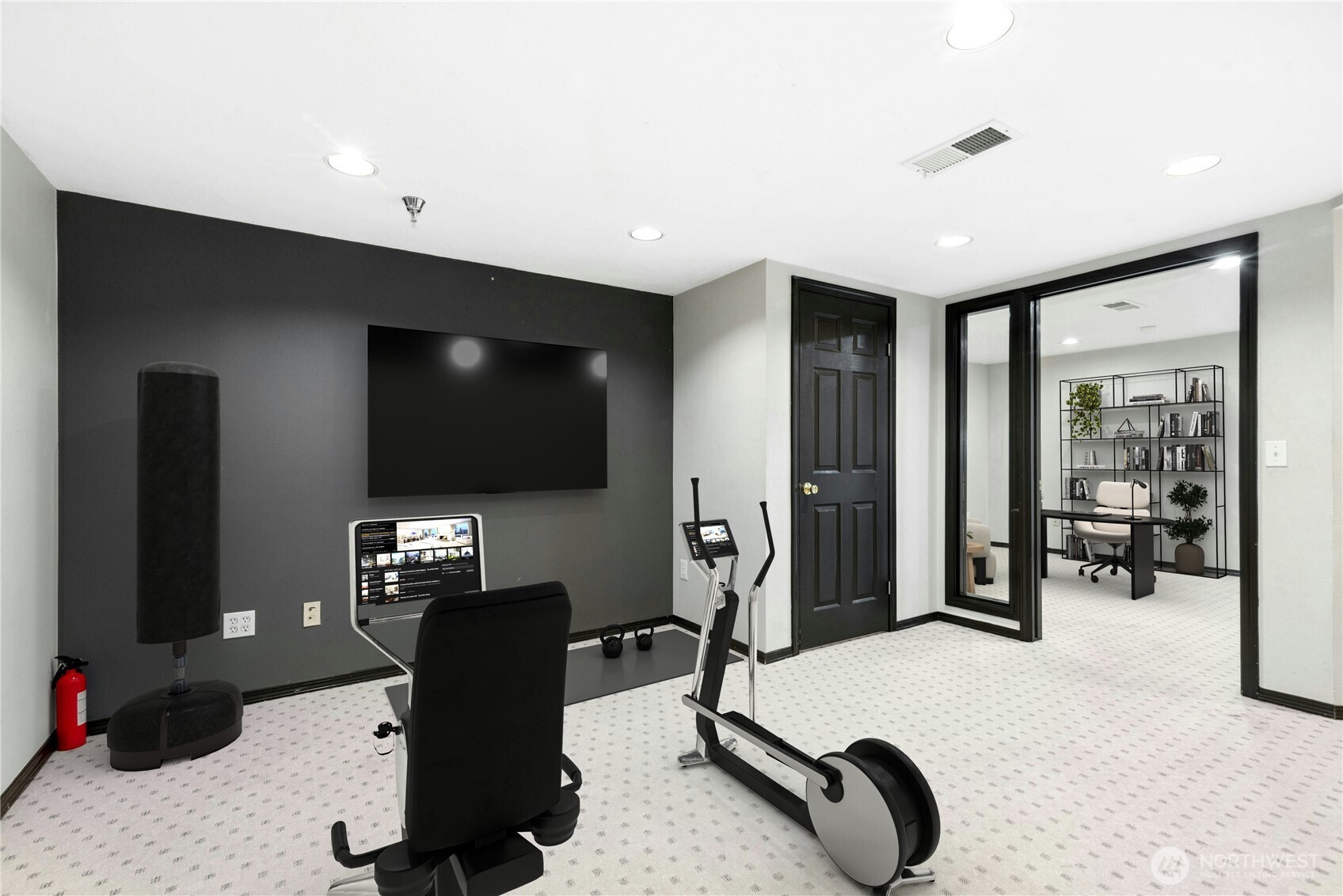 Virtually Staged - Finished lower-level flex space shown as a gaming room or home office. Over 400 square feet of additional finished space not included in the reported living area.