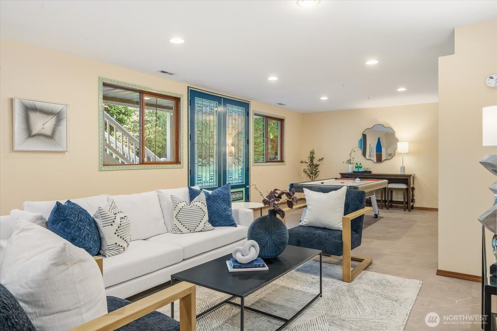 Another view of the "Moroccan" Room. This room features newer custom doors leading to the backyard and tons of storage cabinets