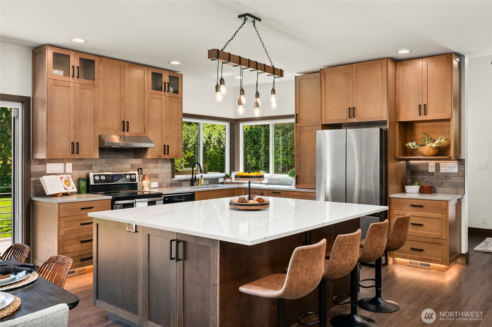 Chef's kitchen with custom soft-close cabinets.