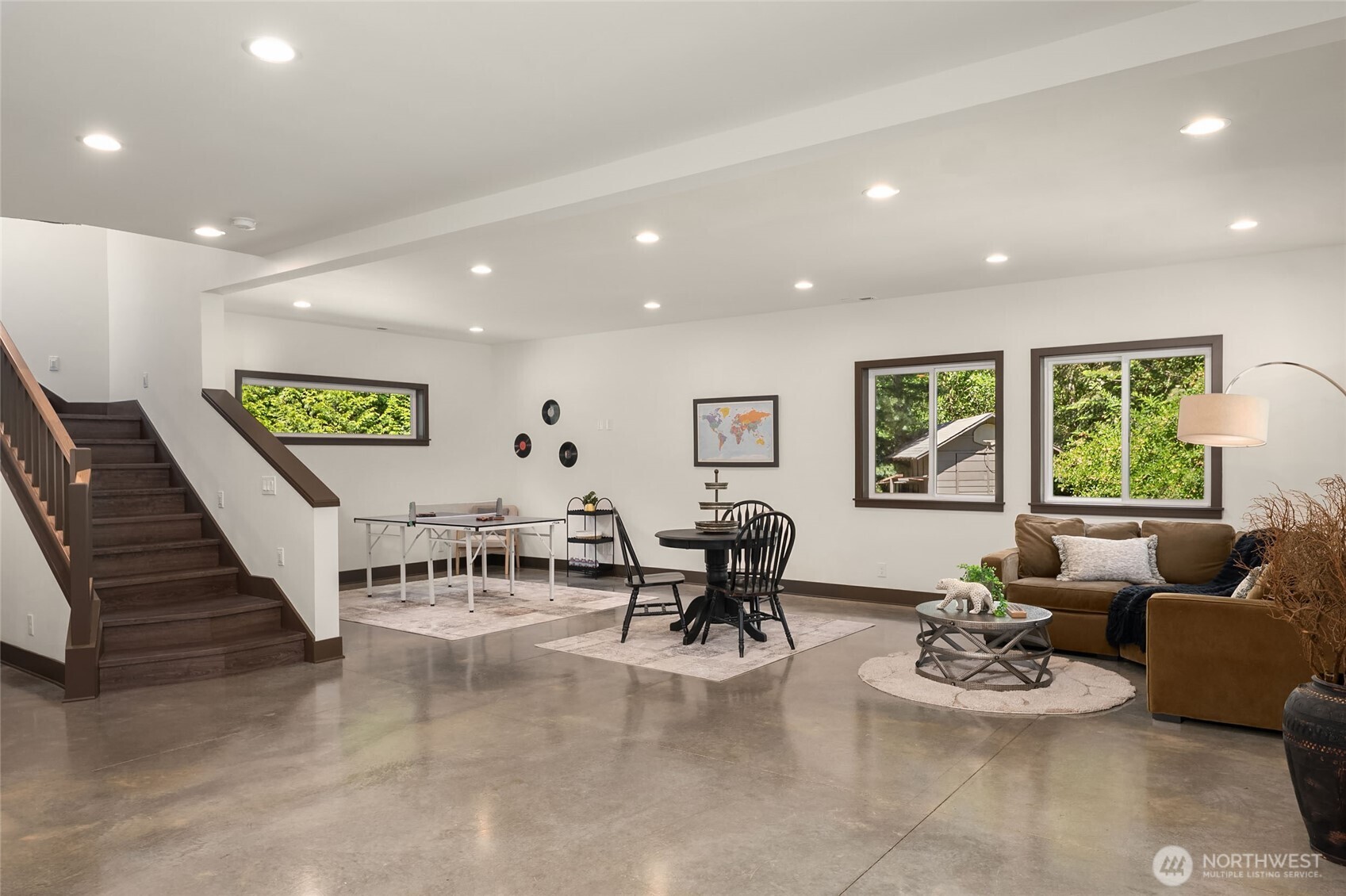 Wealth of space on walk-out lower floor with Kitchenette & Bath. Multi-gen, guest quarters, media room, fitness studio.