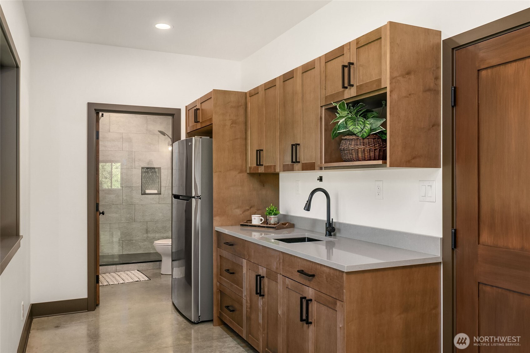 Kitchenette and Bath with spa like walk-in-shower