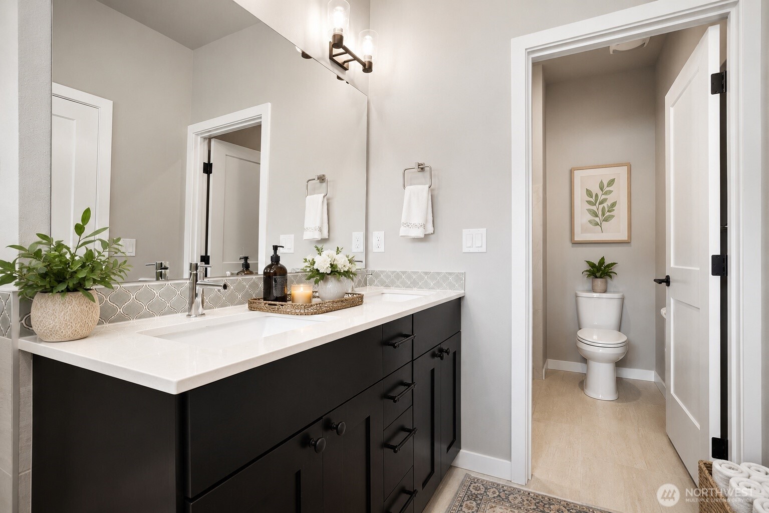Deluxe 5 Piece master bath with quartz counters, tile floors!