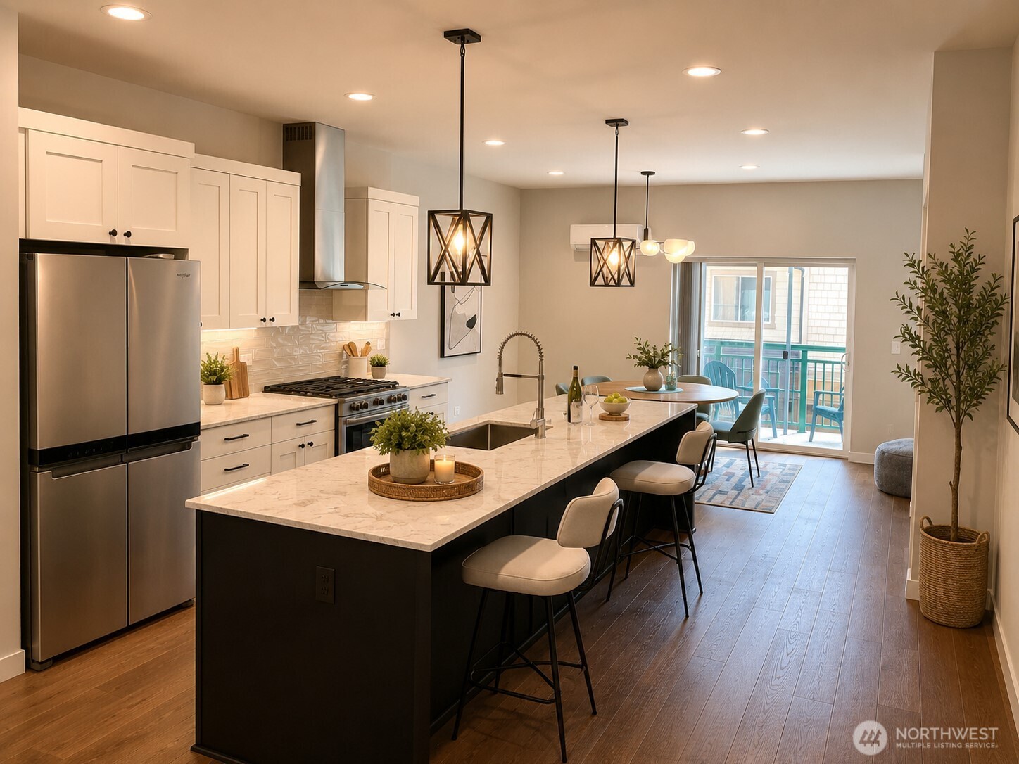 Gourmet kitchen with stainless steel upgraded appliances! Check out the X-large Island with quartz counters!  Perfect place to entertain!