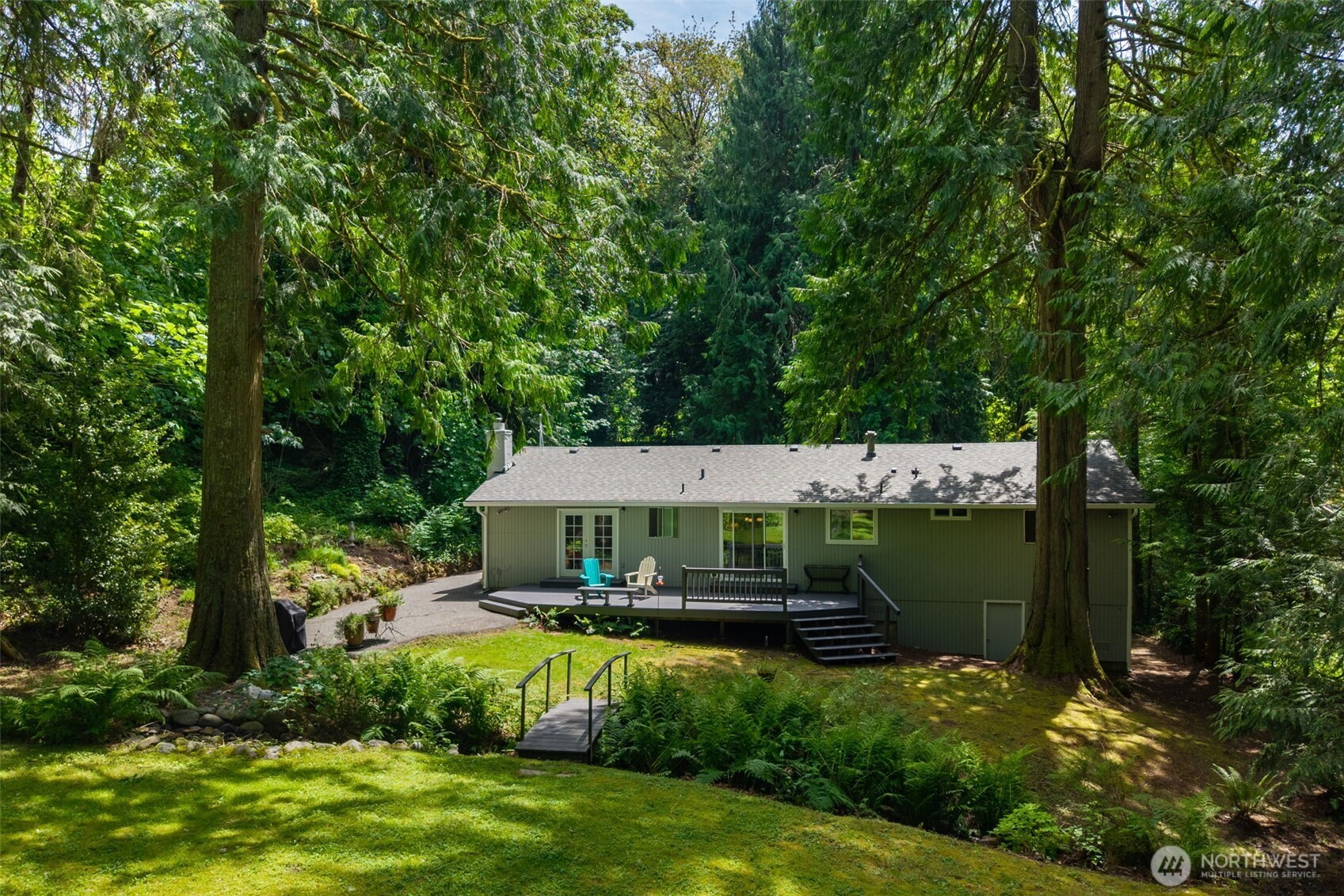 View from your fire pit of the backyard and house. Basement is off to the right of the house in back.