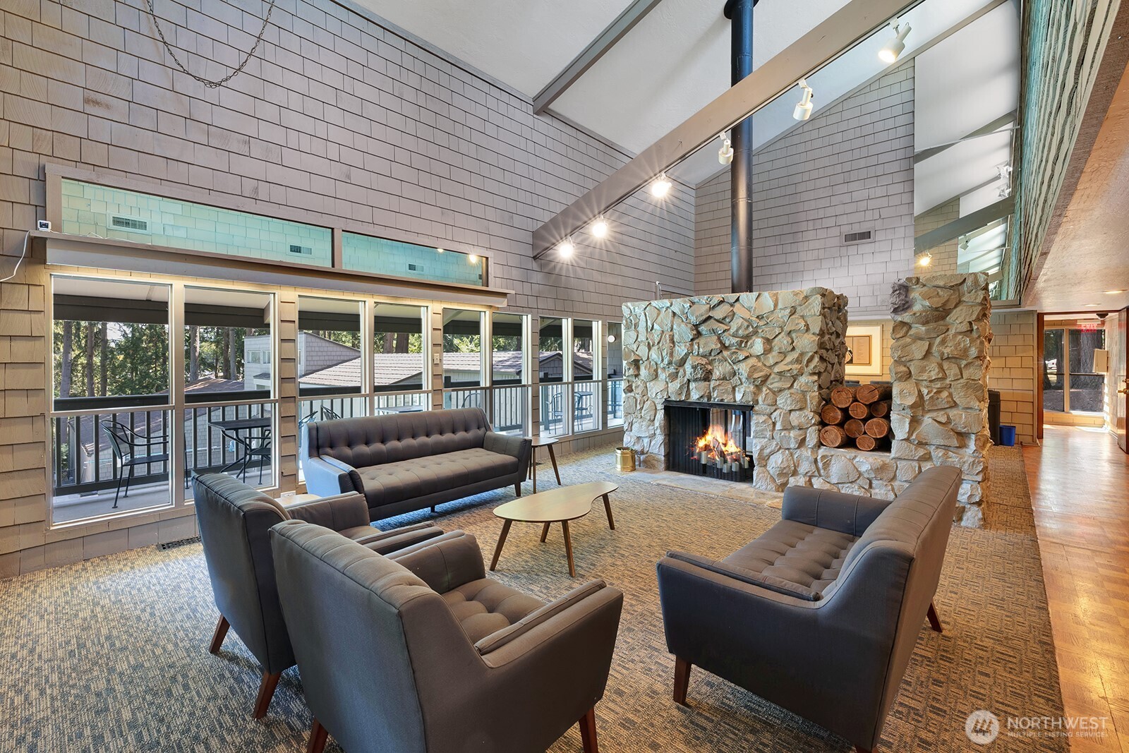 Clubhouse living room with fireplace