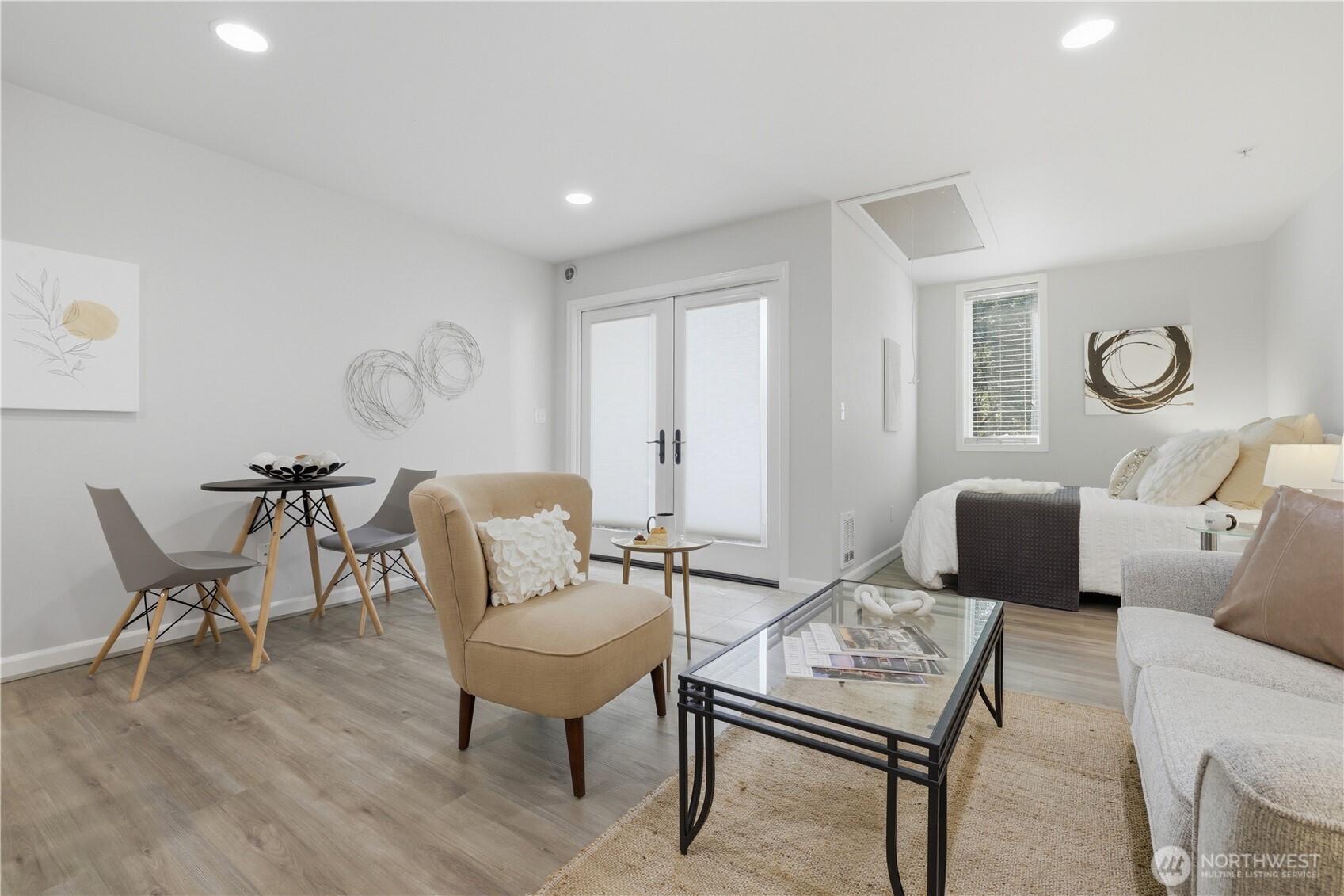 This studio is bright & open with double door entry.