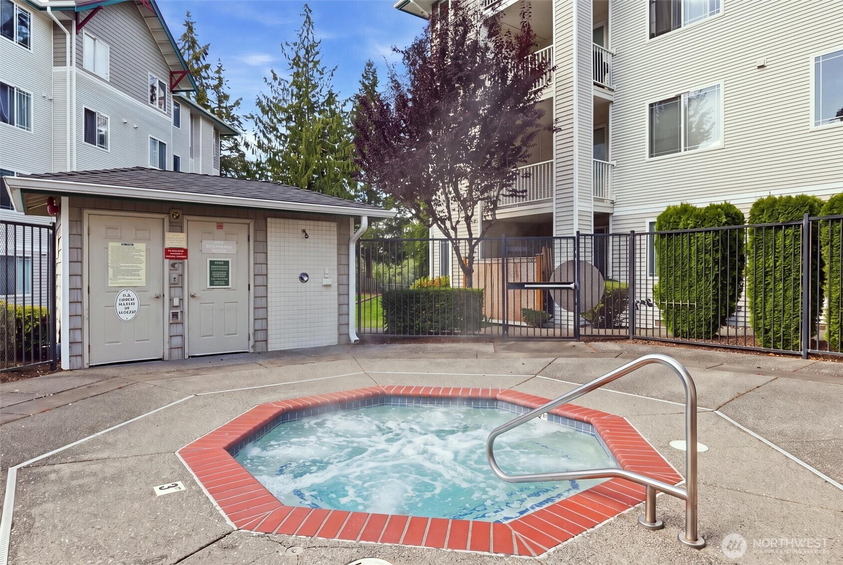 Hot Tub with outdoor shower area.
