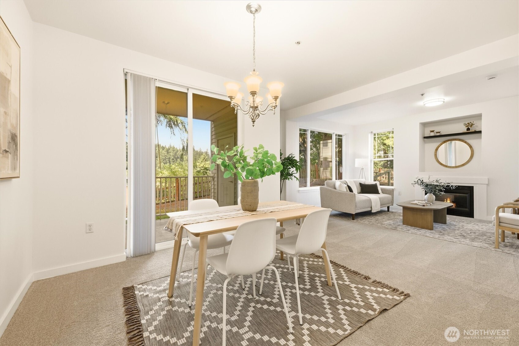 Open and bright living spaces with 9 foot ceilings.