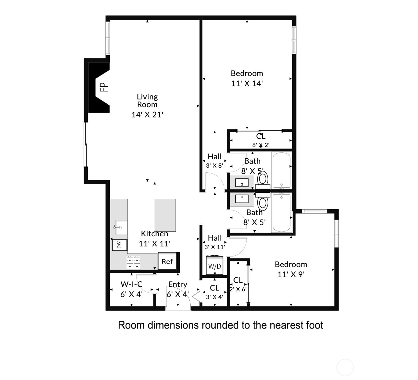 Floor plan of ground floor unit.