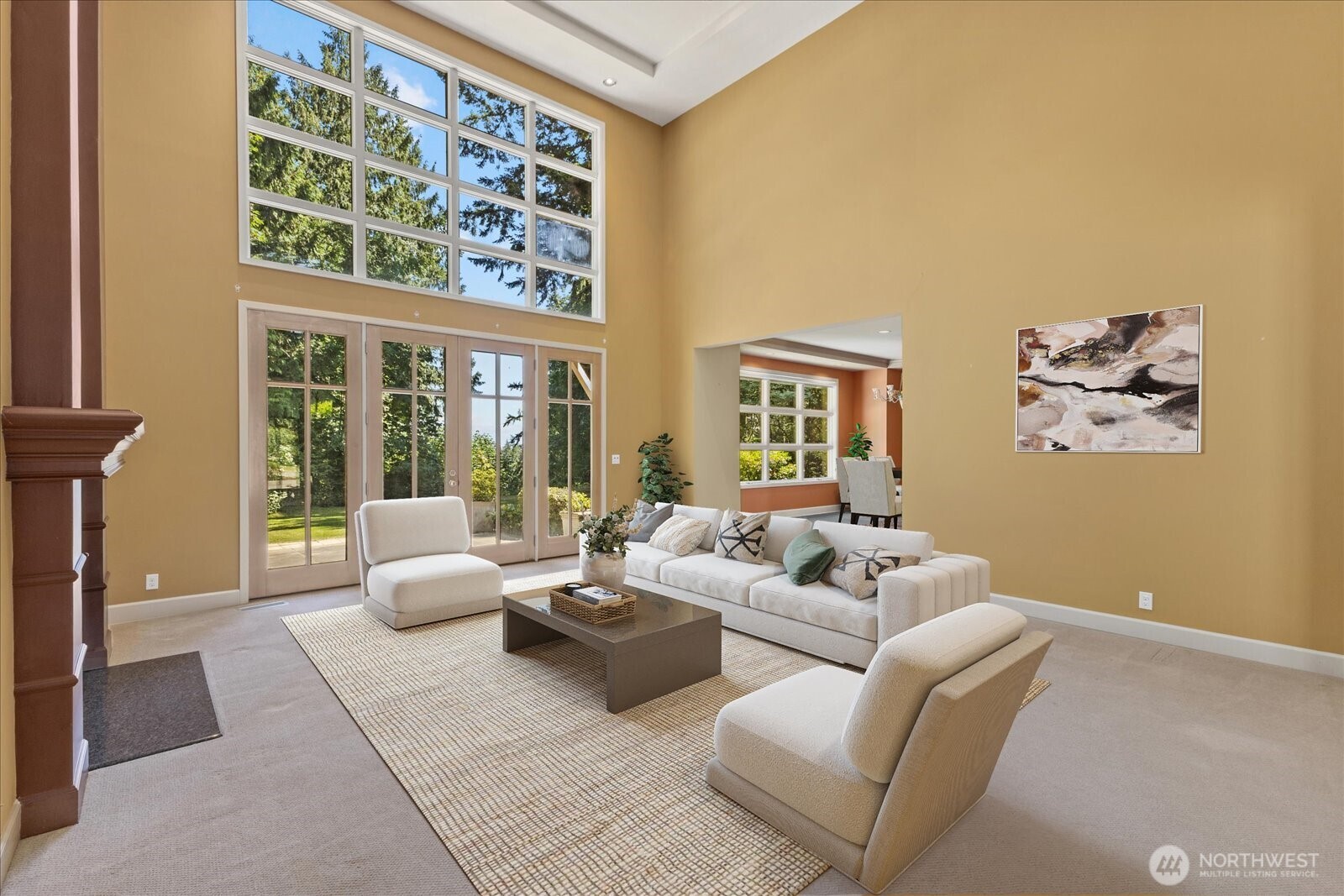 Living Room (virtually Staged) with Cascade Mountain Views