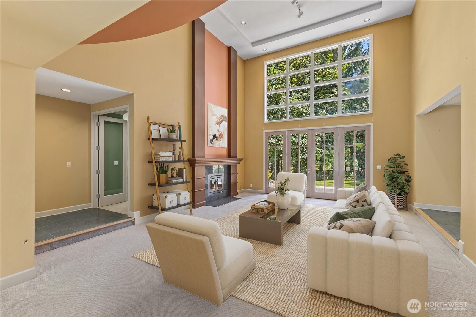 Living Room (virtually staged) with Cascade Mountain Views