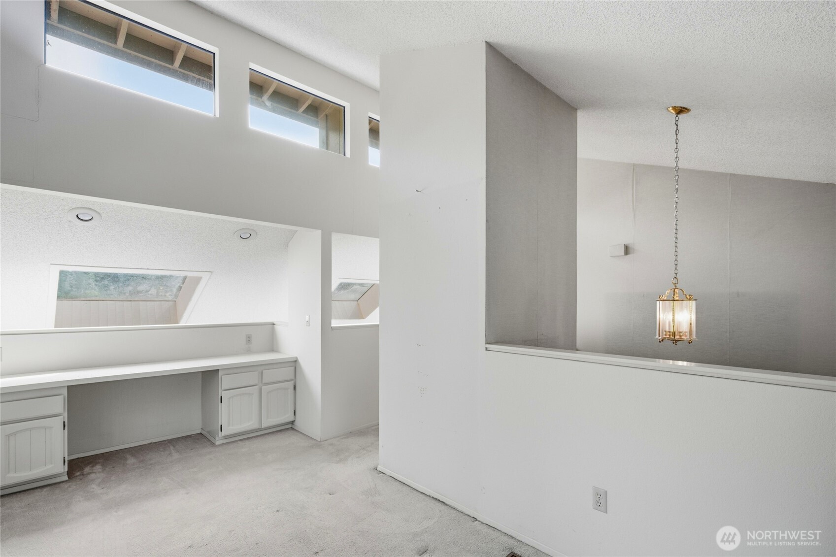 Built in deck in the upper level office.